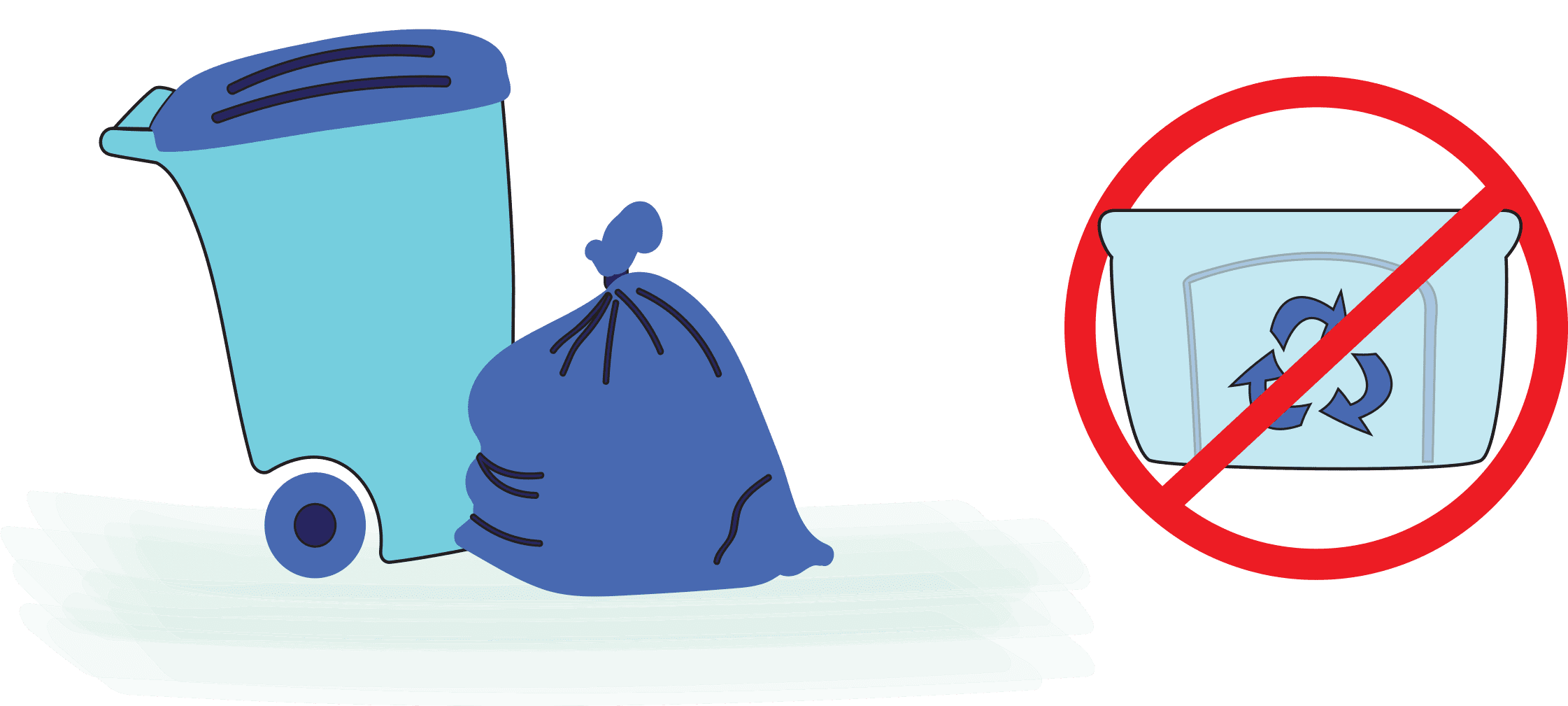 Put the plastic container in the household trash - don't recycle!